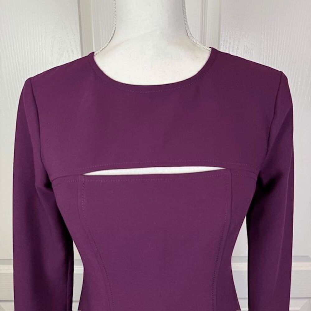 Likely Keller Long Sleeve Mini Dress Purple Plum Bodycon Sheath Cutout Size 4 - Picture 4 of 14